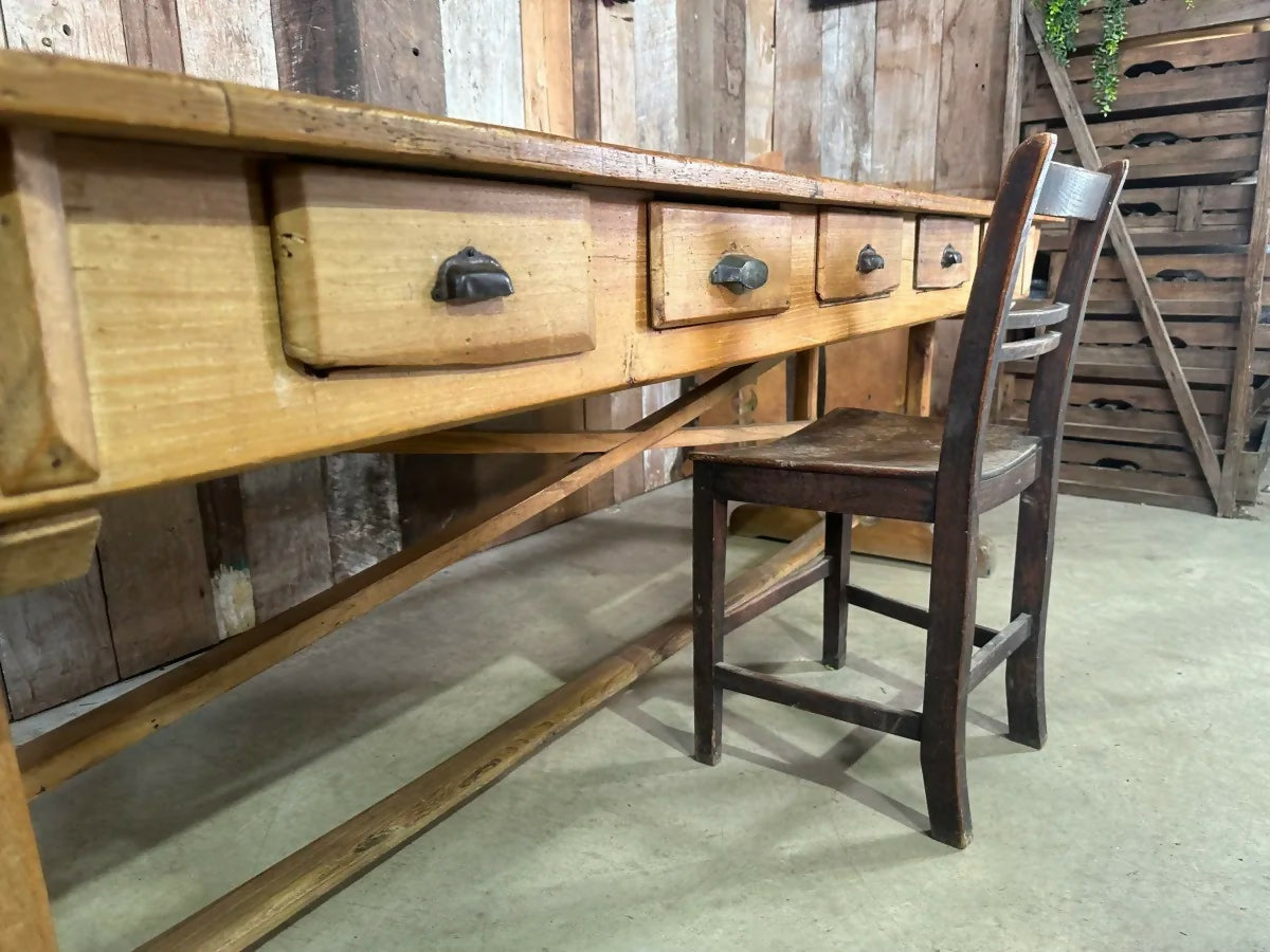 Antique French Convent Refectory Dining Table, c 1800. L219