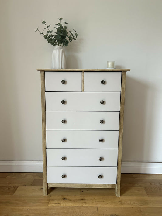 Upcycled Chest of Drawers – Solid Oak & Pine with Brass Knobs