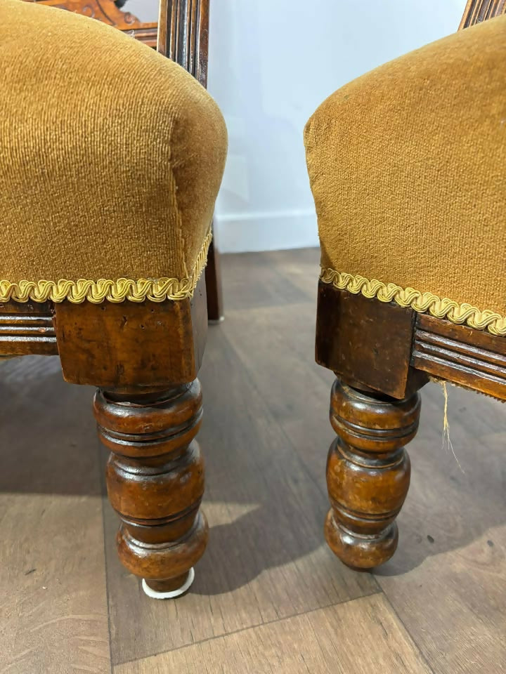 Pair of Edwardian Walnut “His & Hers” Armchairs