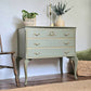 Vintage Louis Style Olympus Chest of Drawers | Upcycled in Sage Green & Gold