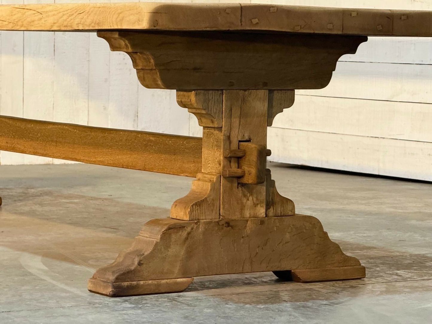Stunning Large French Bleached Oak Farmhouse Dining Table