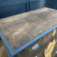 Vintage art deco navy blue walnut burr wood chest of drawers tallboy