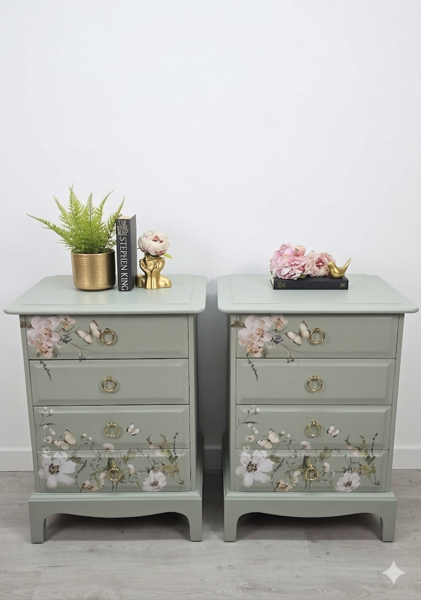 Stag minstrel green bedside tables