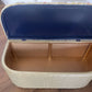 Gold painted mid century Ottoman with new marching cotton fabric top