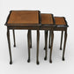 Tall Nest Of Tables Queen Anne Cabriole Legs Leather Glass Top FREE UK* Delivery. SBR11061/2010E
