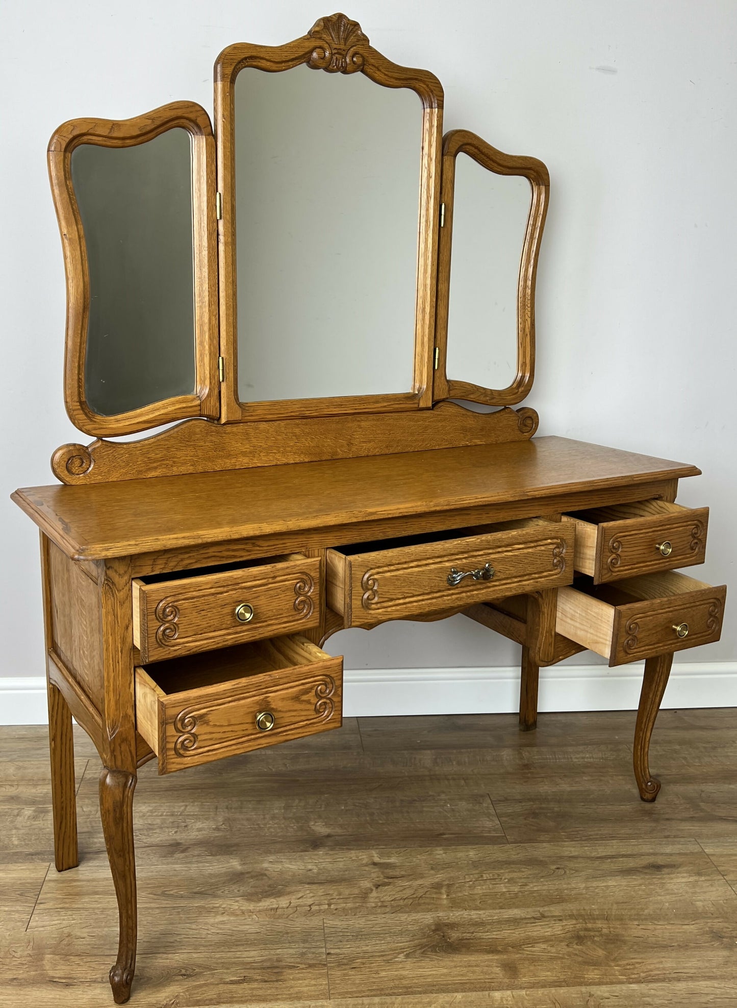 Dressing Table with Mirror Vintage French Oak Louis Vanity Table Makeup LOT 6321