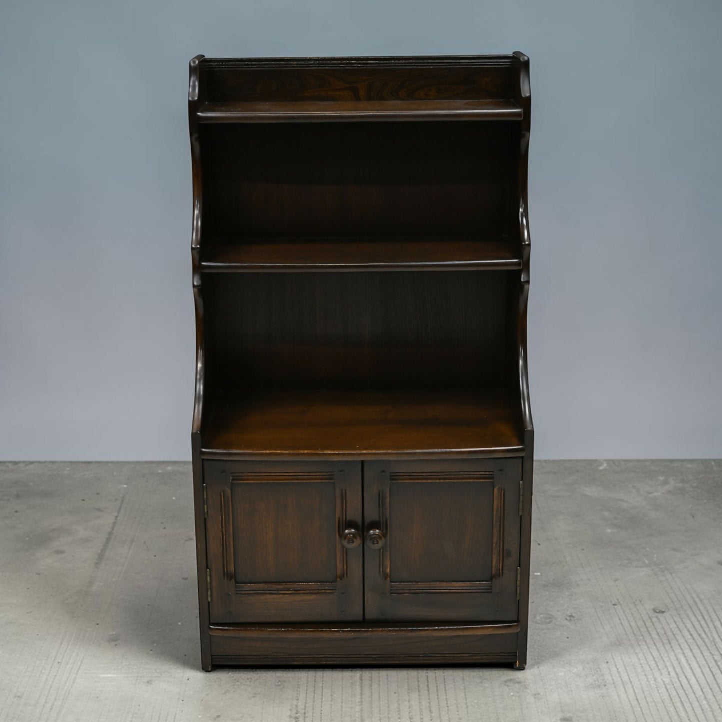 Ercol Old Colonial Waterfall Bookcase 2 Shelves Dark Finish FREE UK Delivery