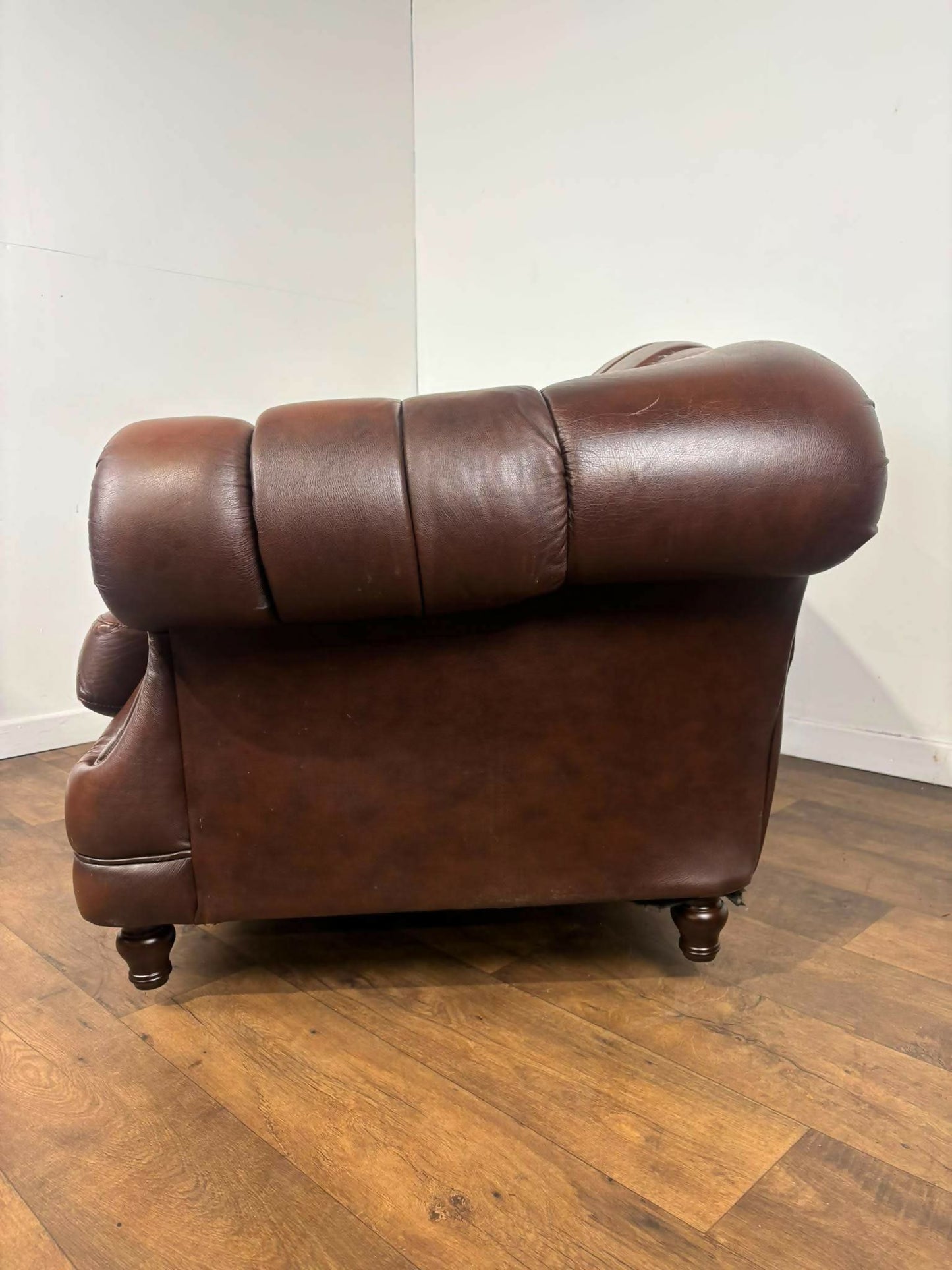 Thomas Lloyd Brown Leather Chesterfield Style Sofa