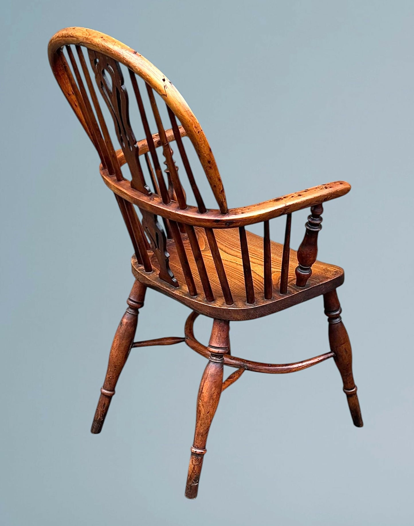 19th Century High Back Yew Wood Windsor Armchair