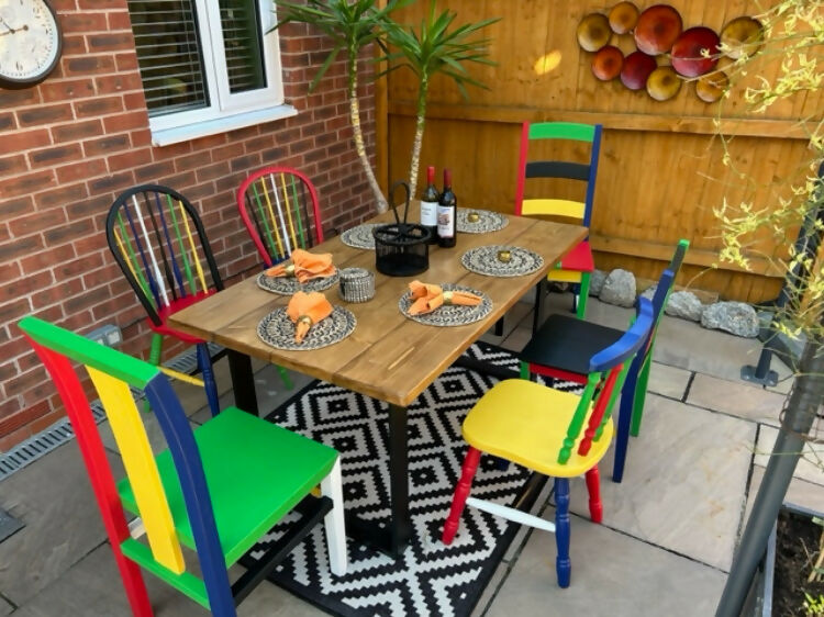 Multicoloured Funky Painted Dining Chairs