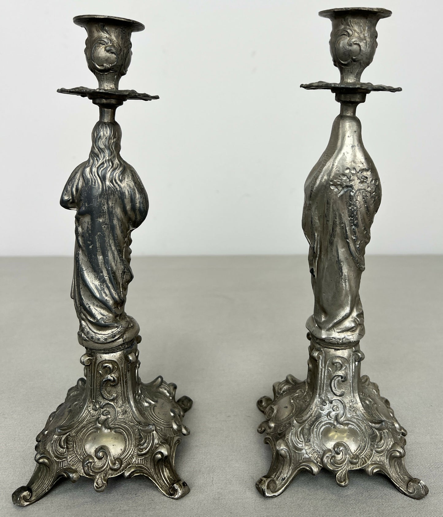Pair of Candle Holders Vintage French Style Figural Design Candlesticks LOT 6471