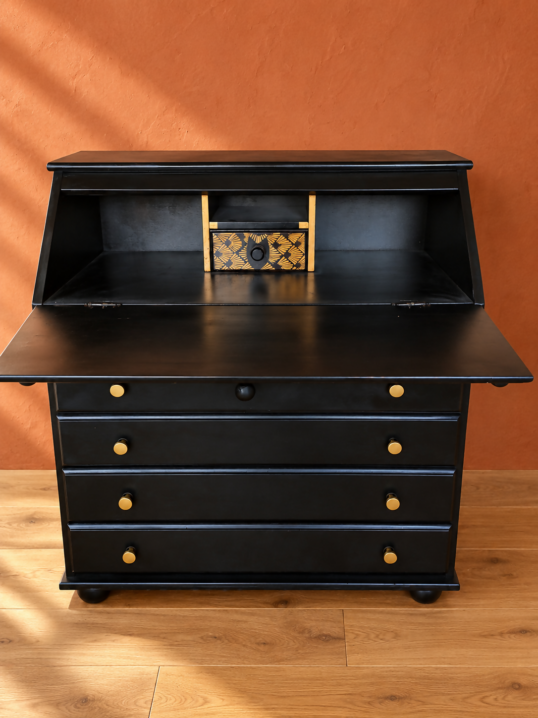 THE AFRICAN ASPECTS UPCYCLED - ONE-OFF FURNITURE ART - The Golden Dynasty Statement writing bureau