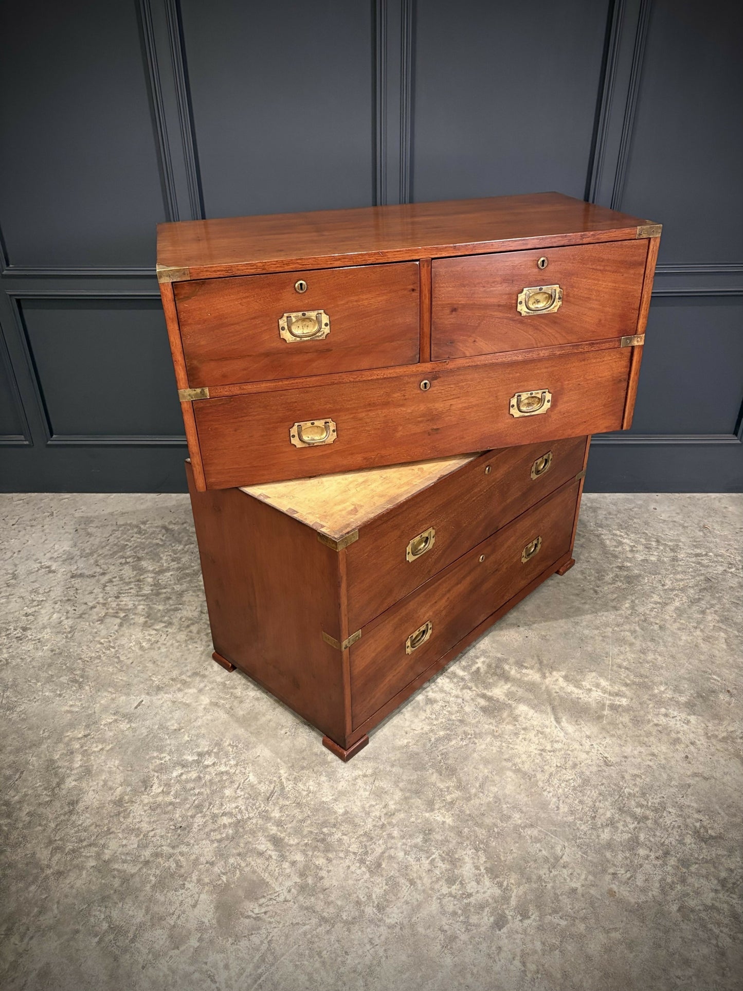 Mahogany Military Vintage Campaign Chest By Ross & Co.