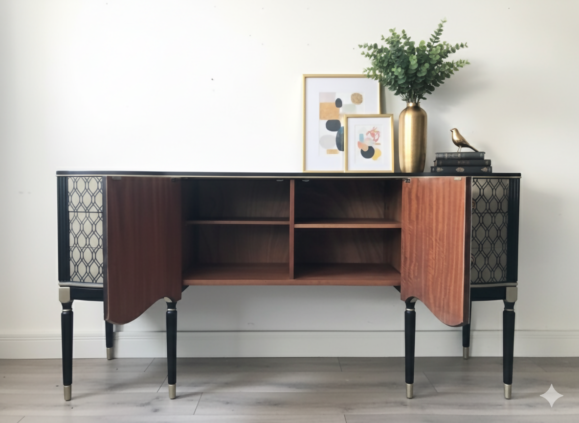 strongbow sideboard in black and vintage gold