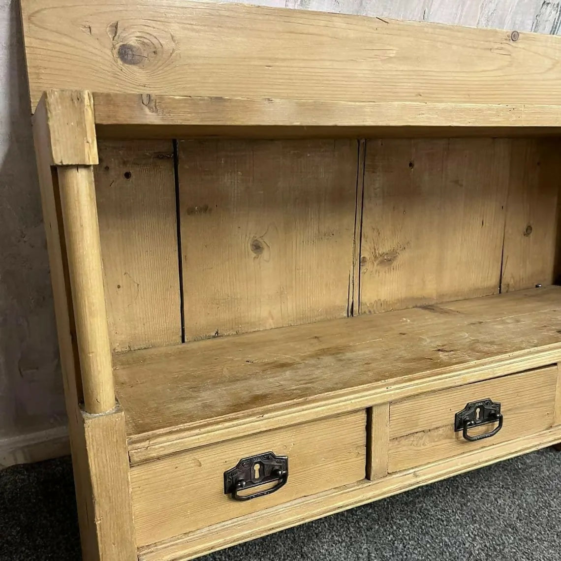 Rustic Reclaimed Timber Wall Shelf Unit 3 Drawers