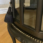 Drinks Cabinet. Handpainted, small oval glazed cabinet. Black/Gold