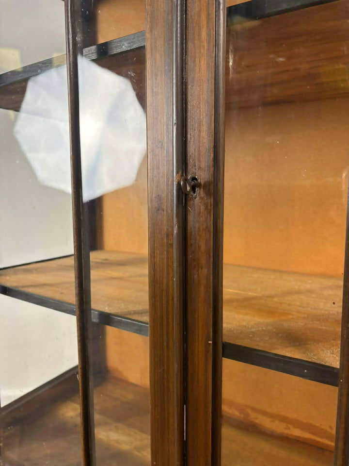 Vintage 1920s Bow Front Glazed Display Cabinet