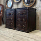 Vintage Handcrafted English Oak Leather Nightstands – Luxury Bedside Tables (Set of 2)