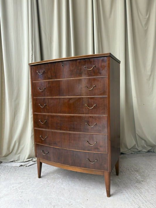 Vintage Tallboy Early Mid Century Chest Of Drawers Retro Scandi Danish R1207