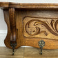 Coat Rack Vintage French Carved Oak Wall Mounted 5 Hooks Rack Hanger LOT 6367