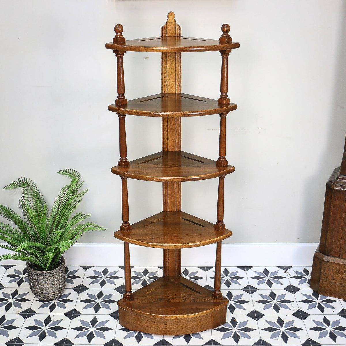 Ercol Windsor 5 Tier What Not in Golden Dawn. Model 1105