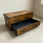 Handmade Vintage Coffee Table, Rustic Drawer Chest, Bridle Leather, English Steamer Style, Solid Hardwood