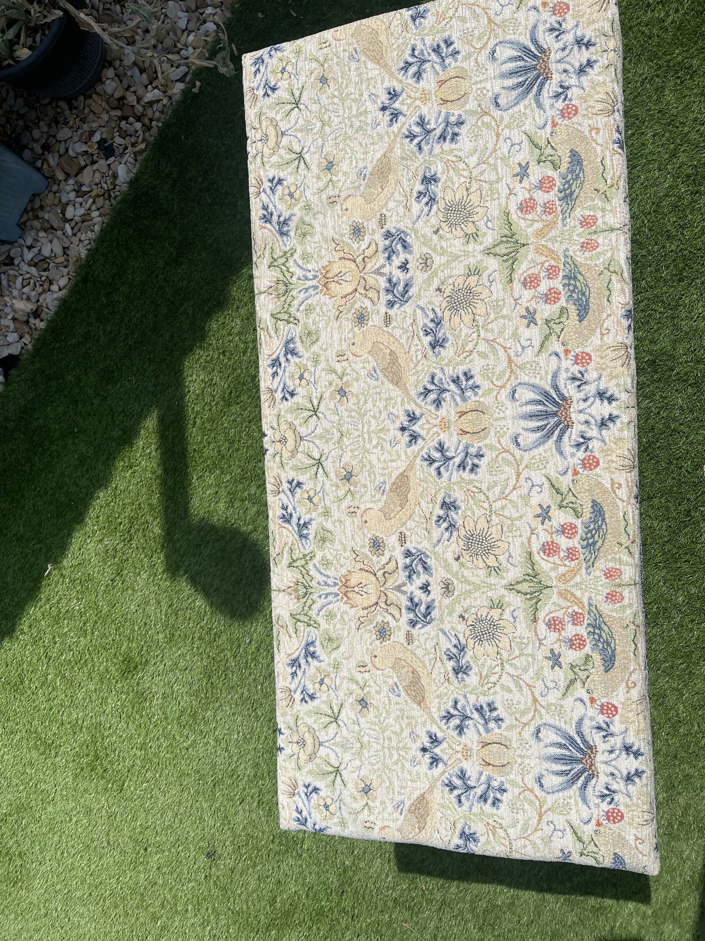 Lloyd loom 1950s storage box/ ottoman blue with William Morris style velvety feel too. Completely newly restored