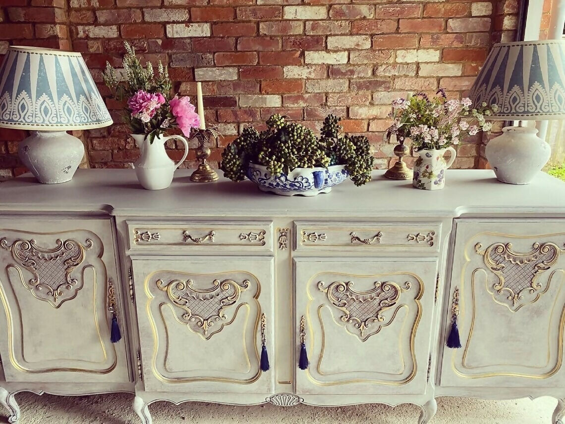 French Grey Vintage Louis XVI Sideboard