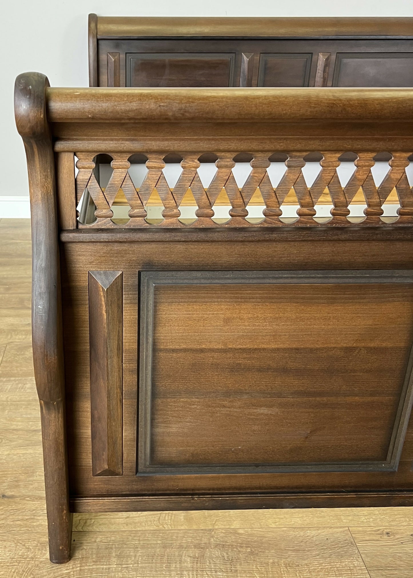 Bed Vintage French Super King Size Sleigh Bed Frame 180x200cm Headboard LOT 6409