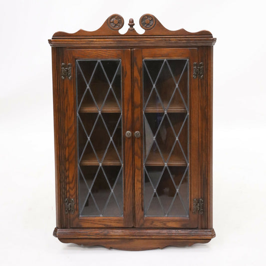 Old Charm Oak Hanging Corner Display Cabinet Tudor Brown #1914 FREE UK Delivery. SBR9573/1909D
