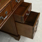 Antique Style Mahogany Pedestal Desk with Red Leather Top