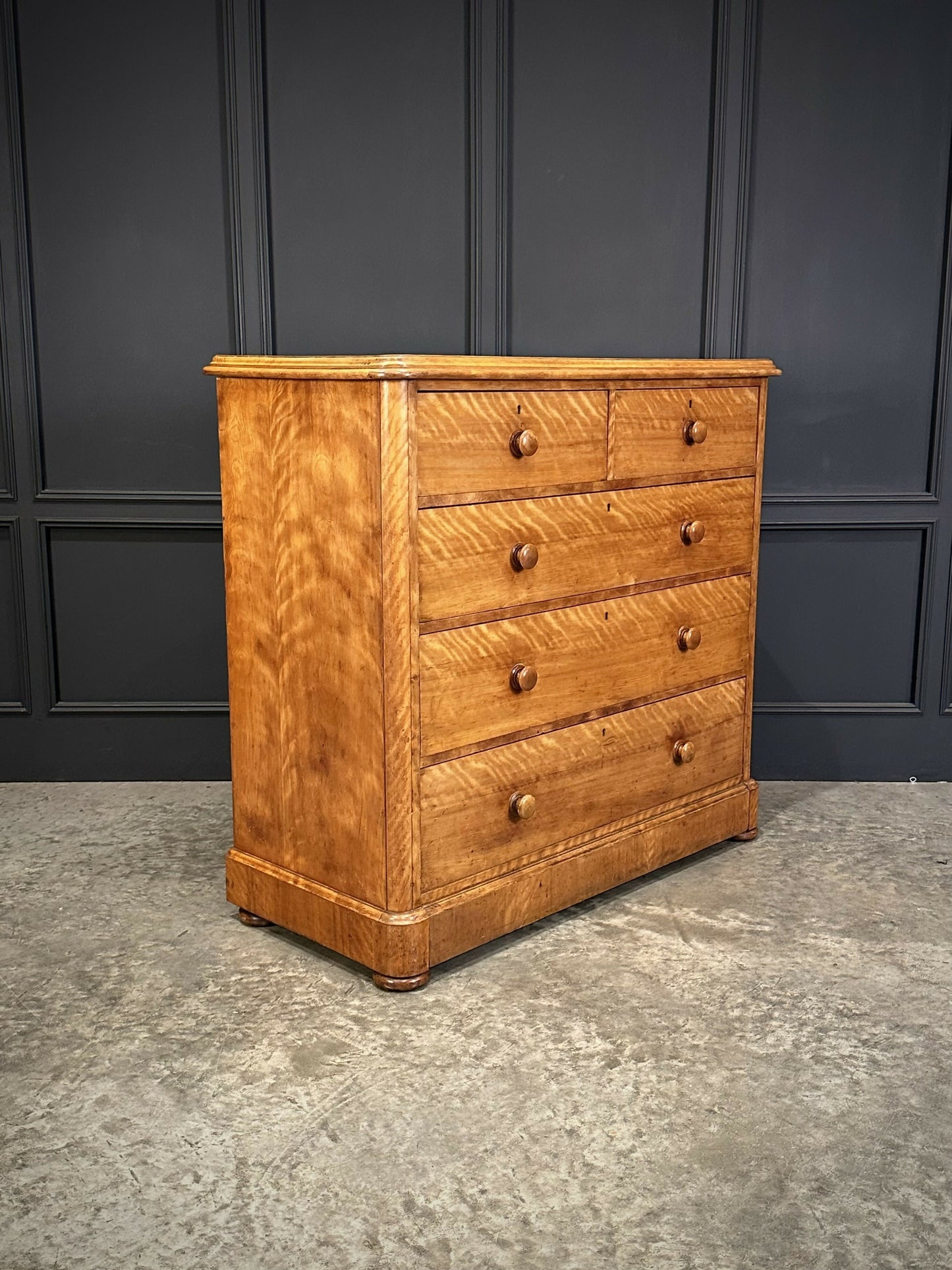 Vintage Victorian Satinwood Chest Of Drawers