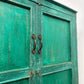 Reclaimed Indian Wood Rustic Green Distressed Cupboard