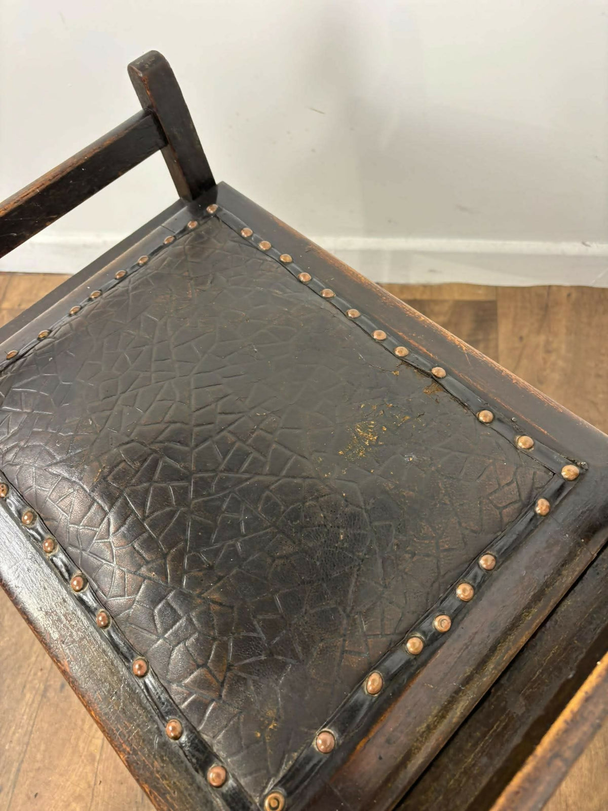 Vintage Beech Piano Stool with Lift-Up Storage