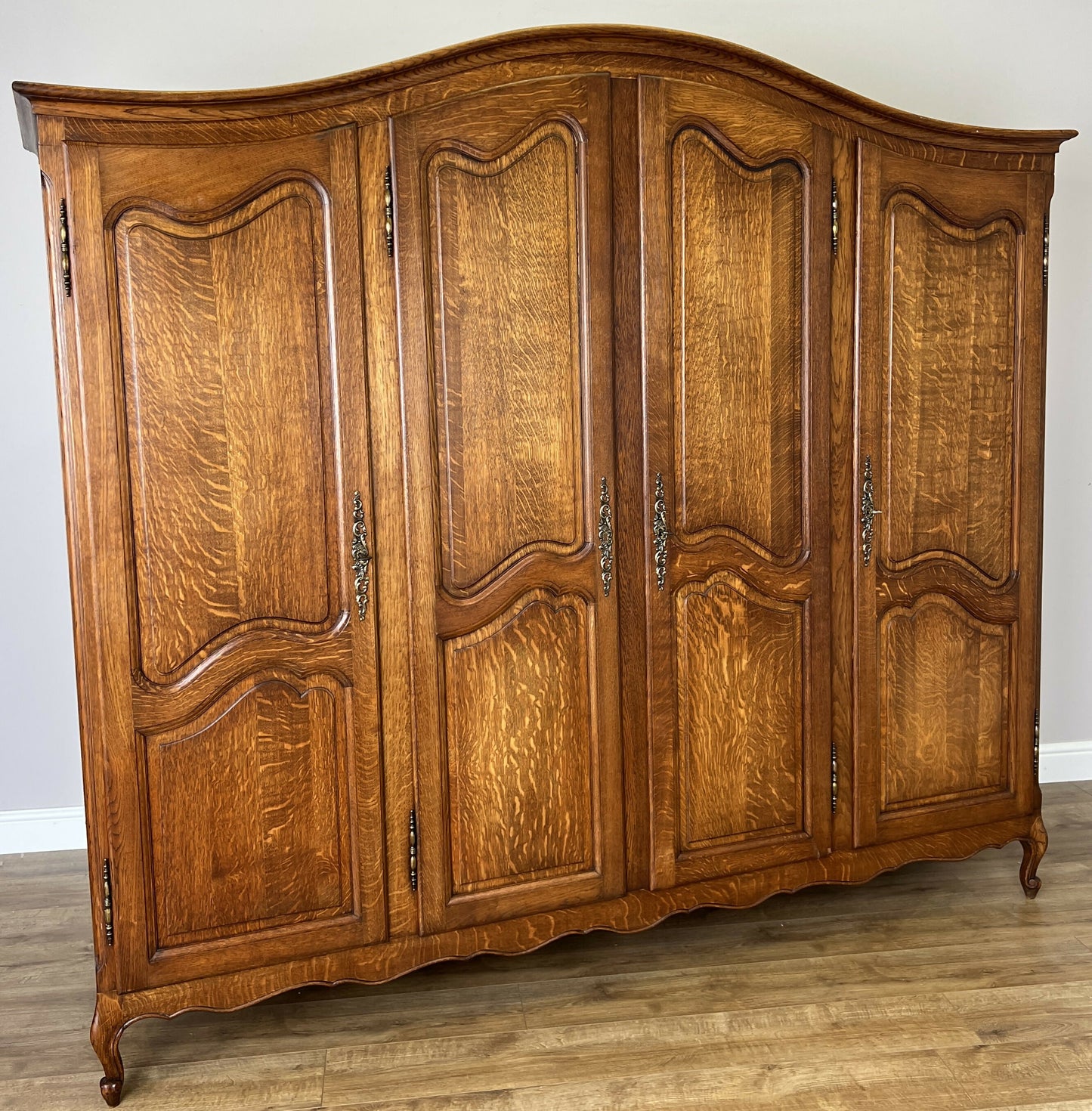 Wardrobe Vintage French Louis XVI Style Oak Four Door Carved Armoire LOT 6105