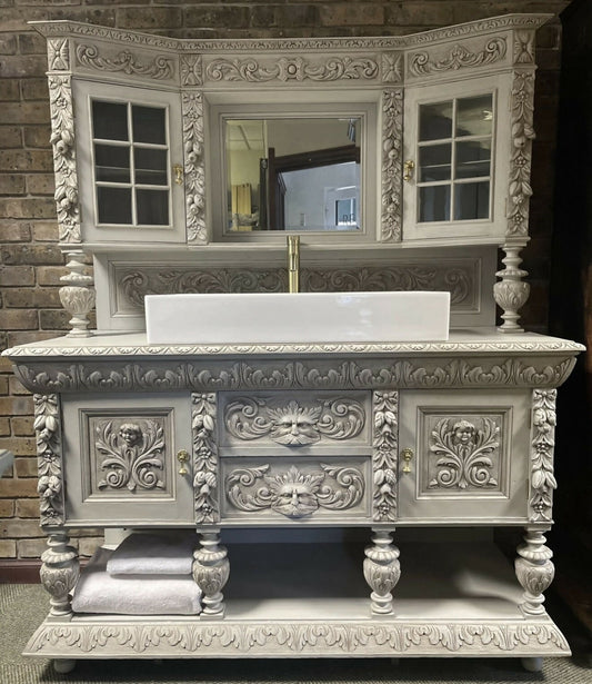 Victorian highly ornate Sideboard/Large Bathroom Vanity Unit