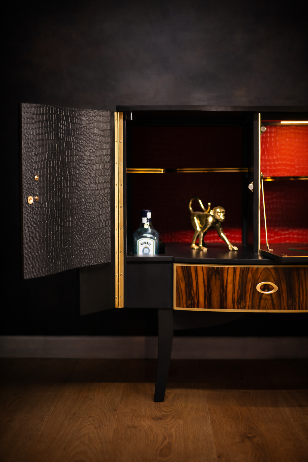 Crimson Crimson Cocktail Cabinet | Drinks Cabinet | Mid Century Bar Cabinet | Statement Home Bar