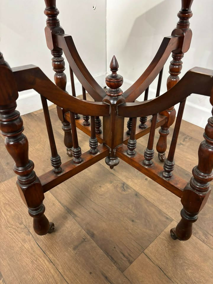 Edwardian Red Walnut Octagonal Window Table on Castors