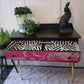 Hand Painted Vintage Mid-Century Modern Chest of Drawers: Black and Hot Pink Cheetah design