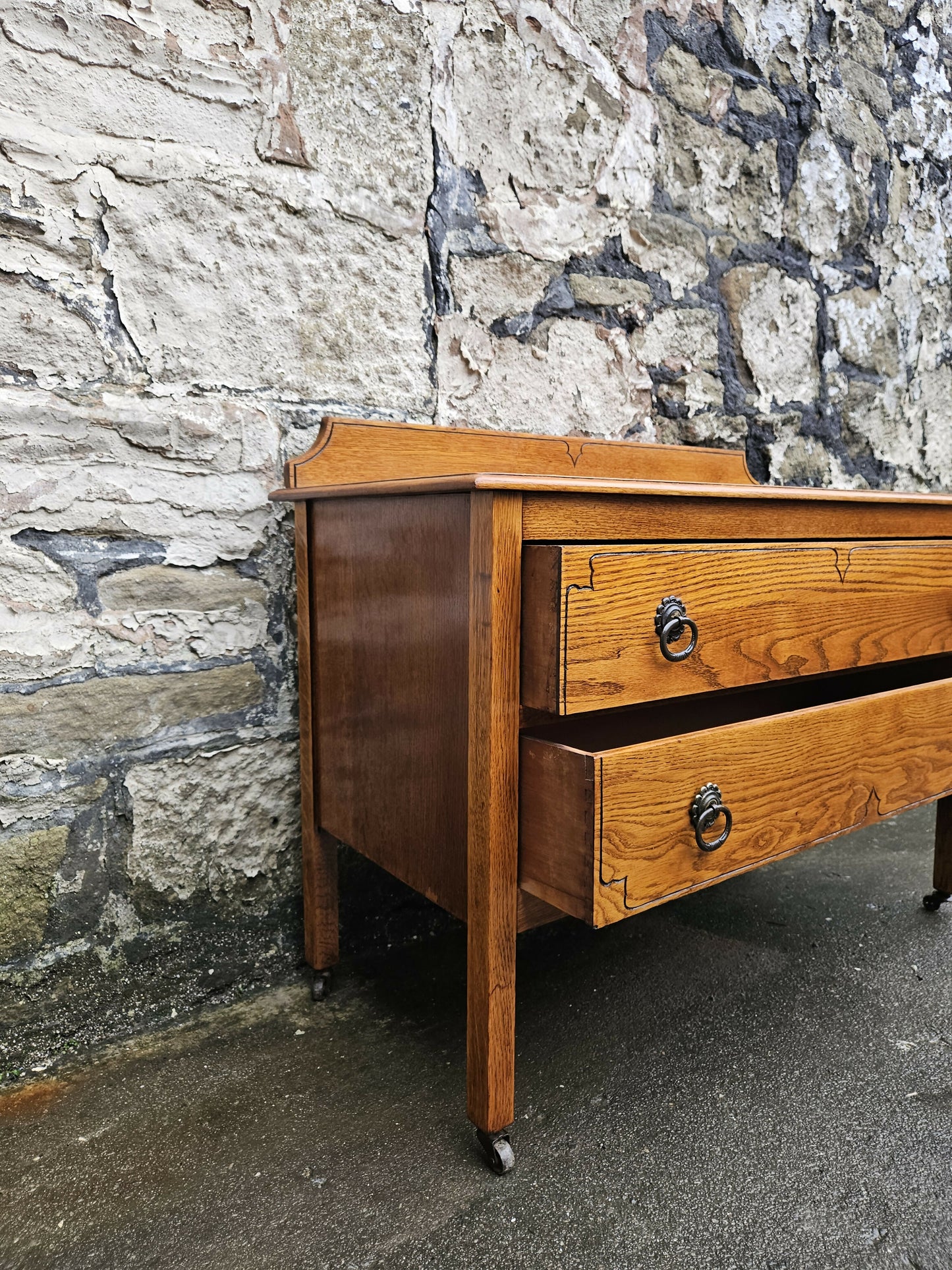 Vintage Oak Chest Of Drawers: Tallboy Cabinet Two Drawer