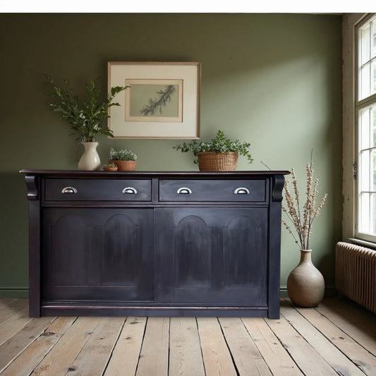 Vintage Victorian Painted Solid Pine Dresser Sliding Door Cupboard