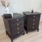 Pair of Stag Minstrel Bedside Tables Mid Century Burgundy Vintage 4 Drawer