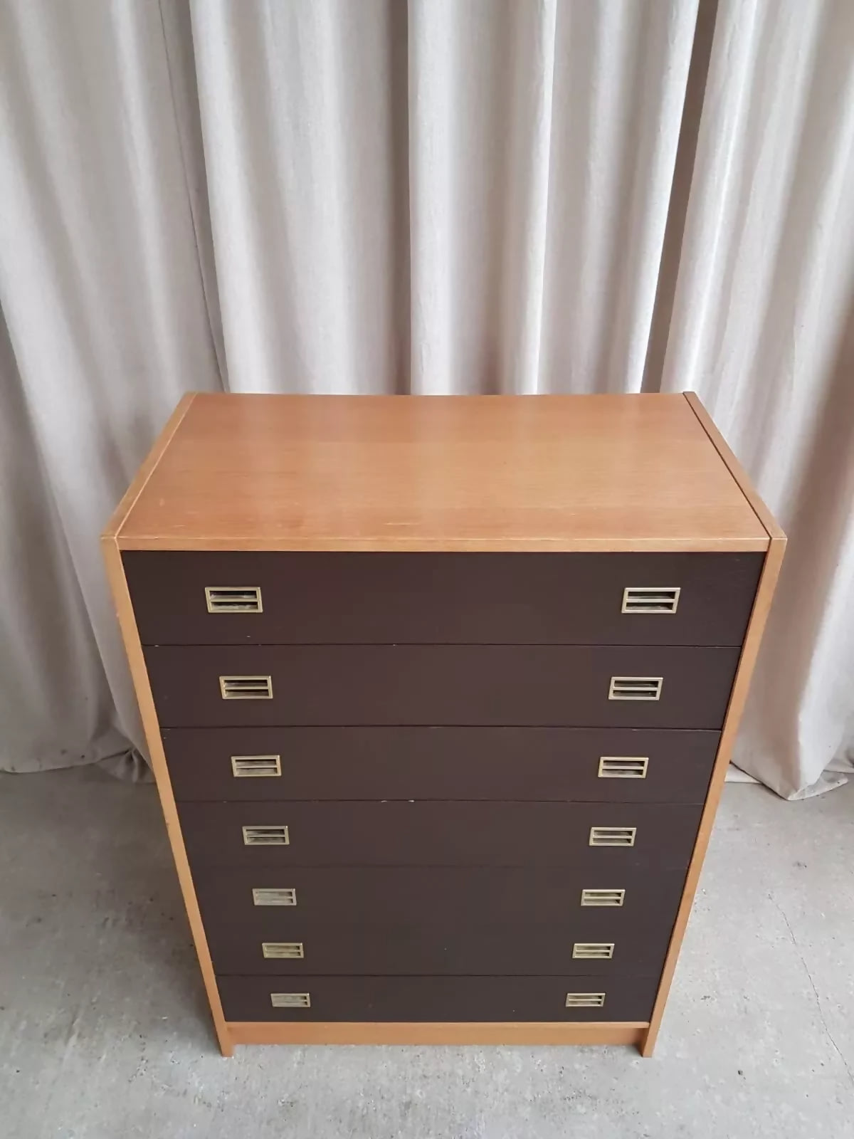 Vintage Mid Century Danish Domino Mobler Scandi Tallboy Chest Of Drawers Retro R613