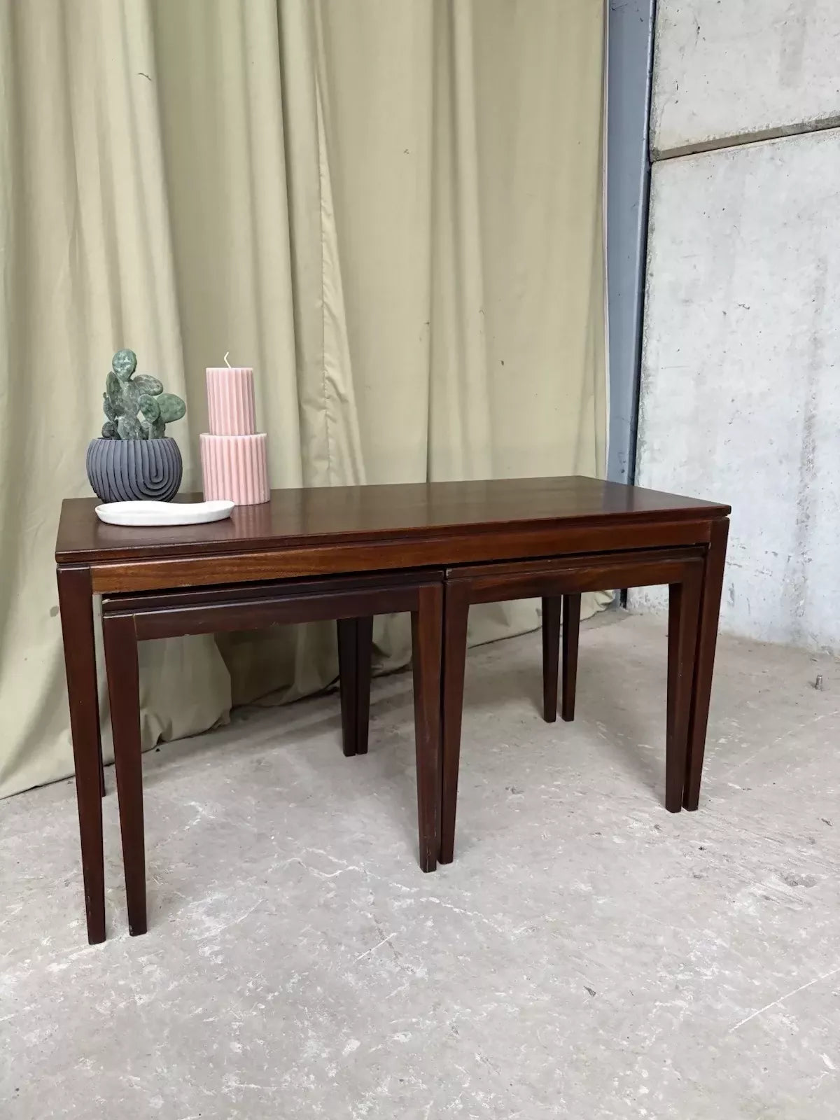 Vintage Mid Century Teak Nest Of Side Tables Scandi Danish Style Retro R1019