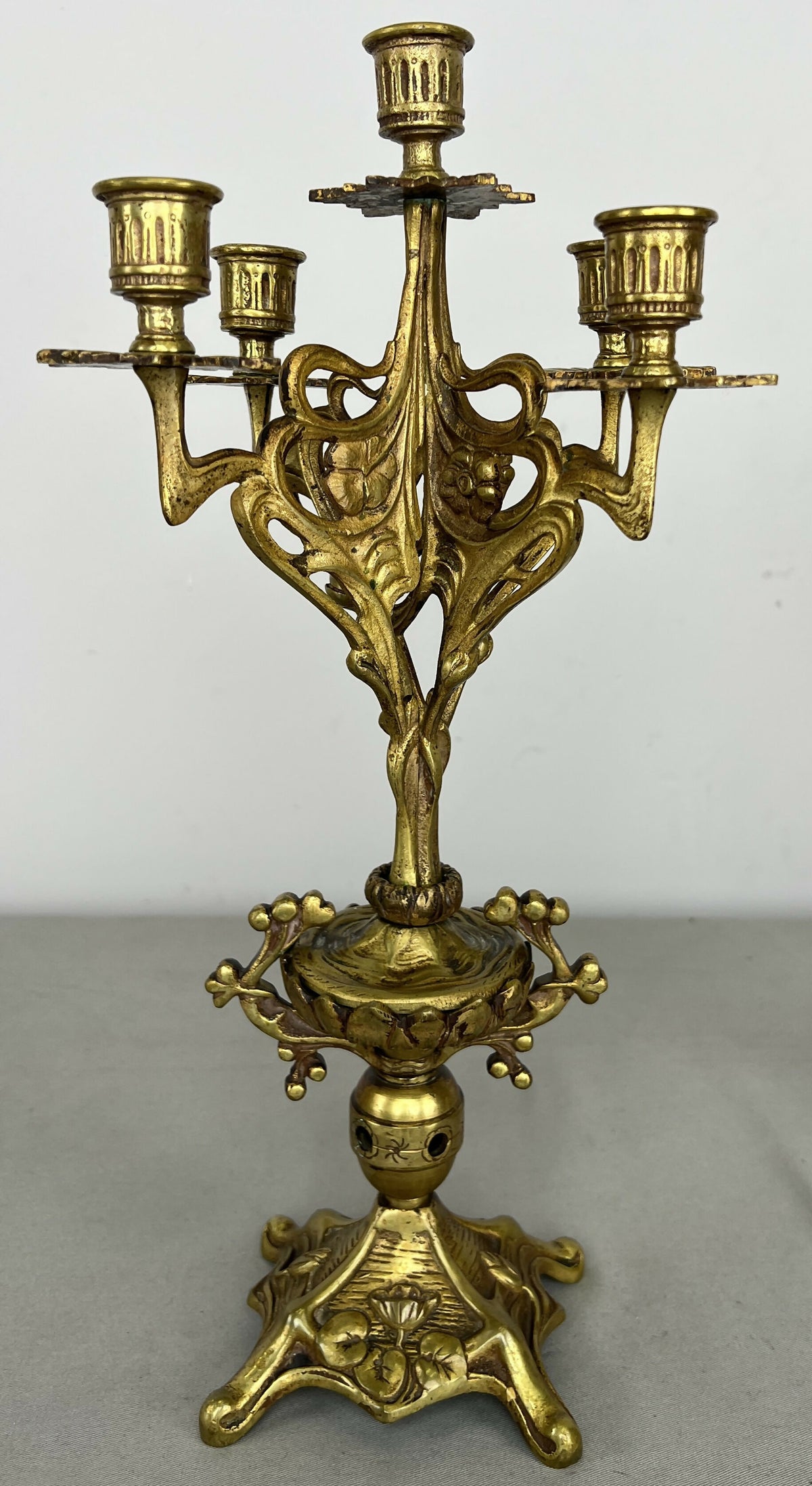 Pair of Candelabras Vintage French Style Ornate 5 Arm Candle Holders LOT 6475