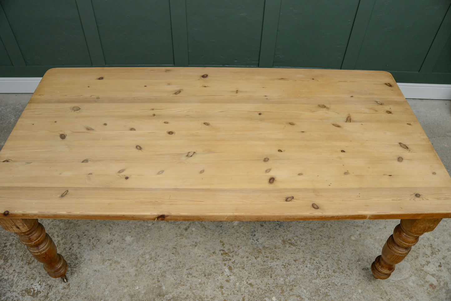 Vintage Pine Farmhouse Dining Table with Drawer on Castors - 6FT