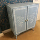 Painted Cupboard - Swedish Blue with Faux Bone Stencilling