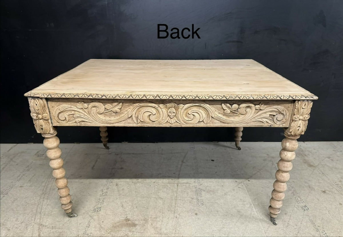 French Carved Oak Writing Table