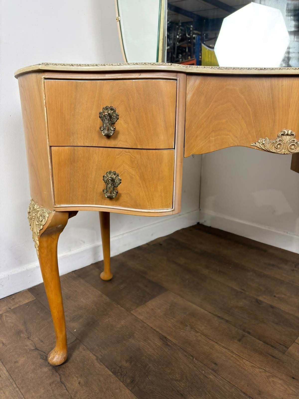 Vintage Walnut Triptych Dressing Table