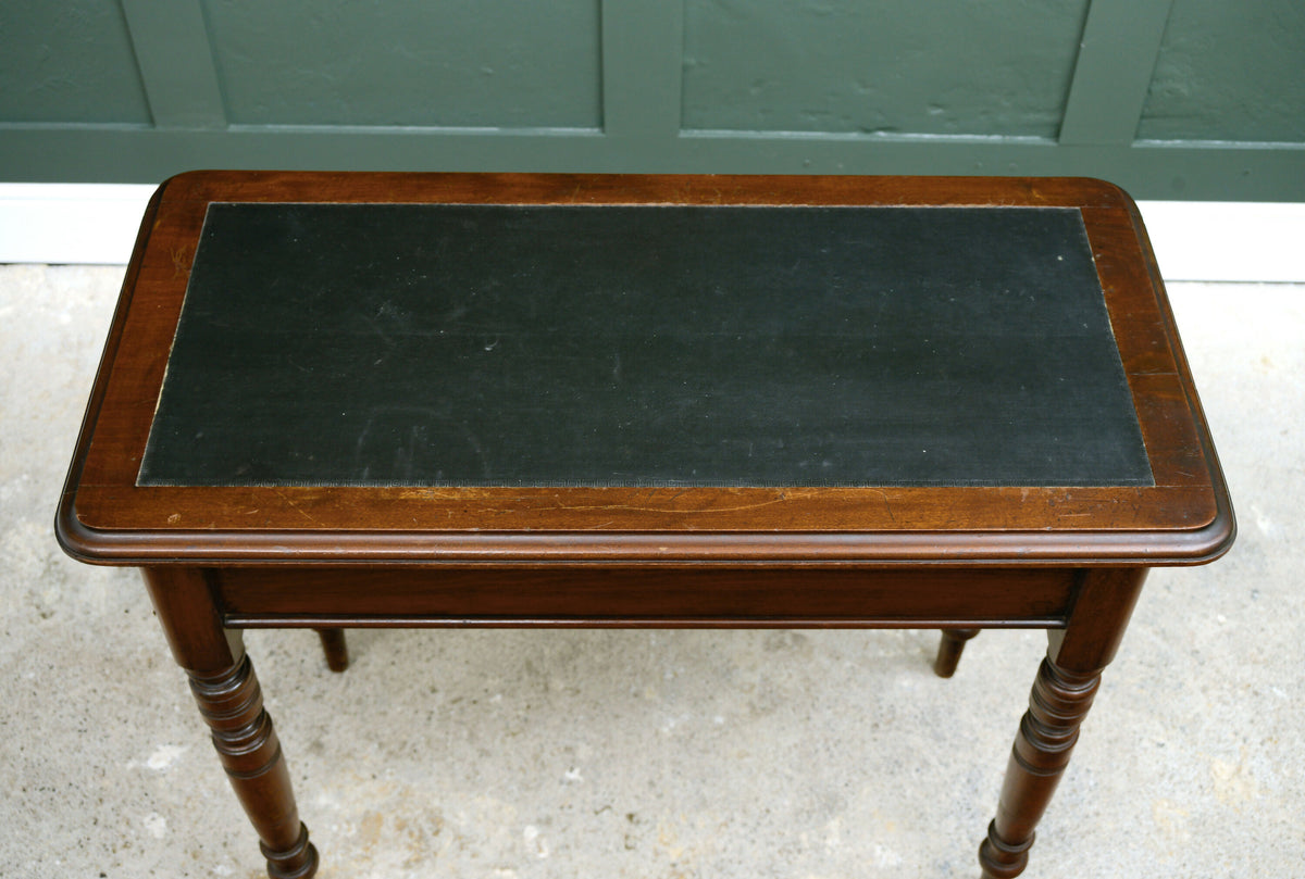 Victorian Mahogany Console Side Table with Leather Top & End Drawer